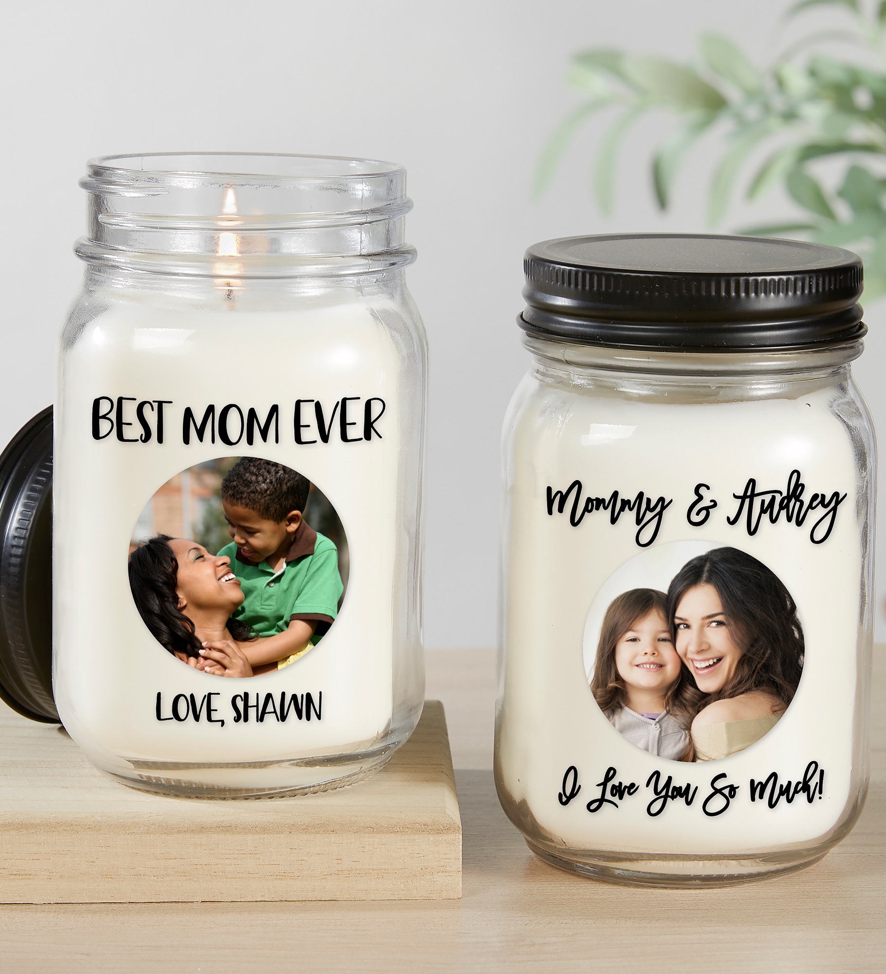 Photo Message Personalized Farmhouse Candle Jar for Her
